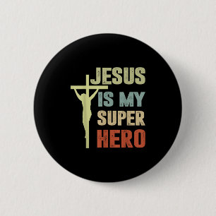 Chapa Redonda De 5 Cm Niño Jesús es mi superhéroe Dios Cristiano Hijo Br