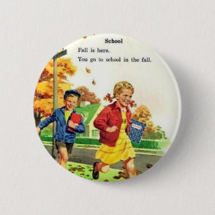 Chapa Redonda De 5 Cm Niño y Chica de vuelta a la escuela