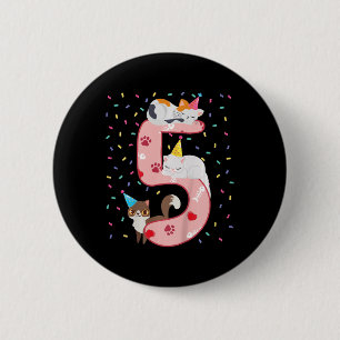 Chapa Redonda De 5 Cm Niños 5 Chicas de cumpleaños con traje de gato de