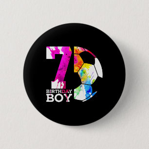 Chapa Redonda De 5 Cm Niños 7 Cumpleaños Niño Fútbol 7º Cumpleaños 