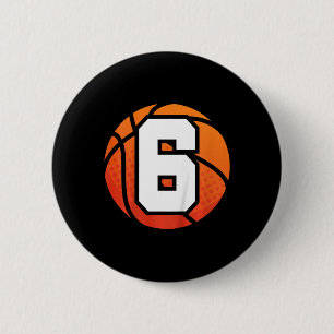 Chapa Redonda De 5 Cm Niños Baloncesto Cumpleaños 6 Número Seis Años Bo