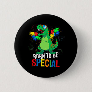 Chapa Redonda De 5 Cm Niños con conciencia del autismo Dino Niño Niños D
