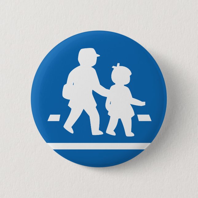 Chapa Redonda De 5 Cm Niños de escuela cruzando >> Rótulo de tráfico jap (Anverso)