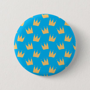Chapa Redonda De 5 Cm Niños de la corona amarilla azul personalizados