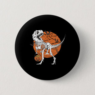 Chapa Redonda De 5 Cm Niños Dinosaurio Skeleton T Rex Scary Pumpkin Moon