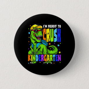 Chapa Redonda De 5 Cm Niños Estoy Listo Para Aplastar Kinder Dinosaurio 