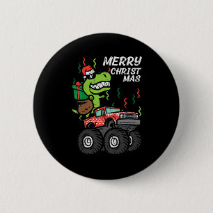 Chapa Redonda De 5 Cm Niños Feliz Navidad Dino Monstruo Camión Navidad N
