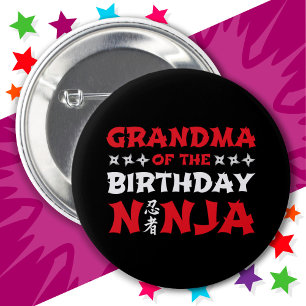 Chapa Redonda De 5 Cm Niños Fiestas de Karate Abuela del cumpleaños Ninj