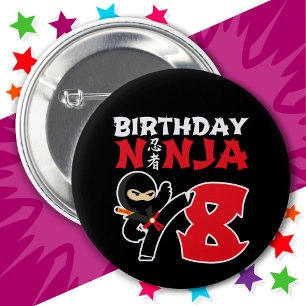 Chapa Redonda De 5 Cm Niños Fiestas de Ninja Karate, de 8 años, 8 años