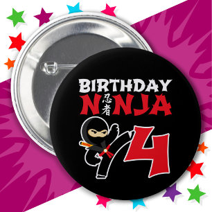 Chapa Redonda De 5 Cm Niños Fiestas Karate Ninja de 4 años