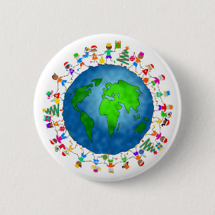Chapa Redonda De 5 Cm Niños globales del navidad