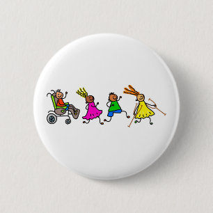 Chapa Redonda De 5 Cm Niños lisiados