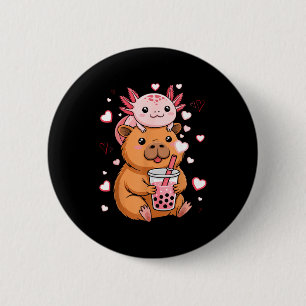 Chapa Redonda De 5 Cm Niños Niñas Té de Burbujas Capybara Axolotl Kawaii
