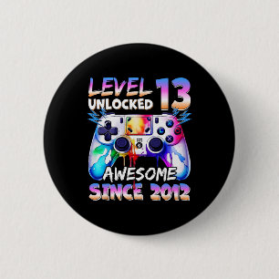 Chapa Redonda De 5 Cm Niños Nivel 13 Desbloqueado Videojugador Increíble
