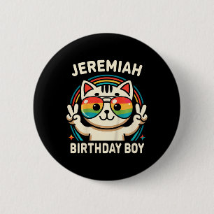 Chapa Redonda De 5 Cm Niños Nombre Jeremiah Cumpleaños Niño Gato