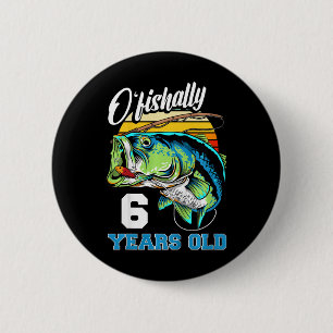 Chapa Redonda De 5 Cm Niños Oficialmente 6 Años Pescador Cumpleaños 6º
