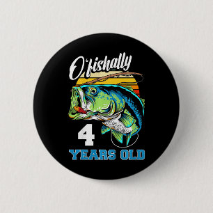 Chapa Redonda De 5 Cm Niños Ofishally 4 Años Pescador Cumpleaños 4º