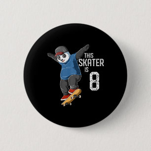 Chapa Redonda De 5 Cm Niños Panda Skater - Este Patinador Tiene 8 Años -