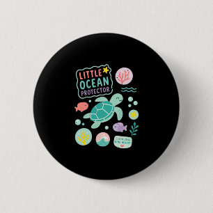 Chapa Redonda De 5 Cm Niños pequeño protector del océano tortuga marina 