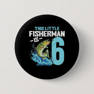 Chapa Redonda De 5 Cm Niños pescando Camisa de Cumpleaños Niño de 6 años