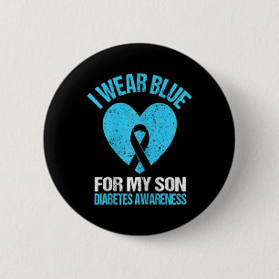 Chapa Redonda De 5 Cm Niños Que Uso Azul Por Mi Hijo Diabetes Sensibiliz