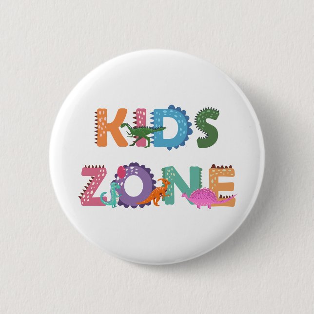 Chapa Redonda De 5 Cm Niños Zona Dinosaurios (Anverso)