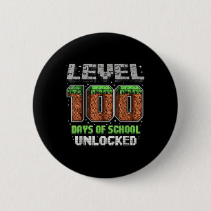 Chapa Redonda De 5 Cm Nivel 100 Días De Colegio Píxel De Videojuego Desb