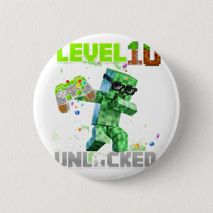 Chapa Redonda De 5 Cm Nivel 10 Desbloqueado - Nacimiento Niño Pixel Game