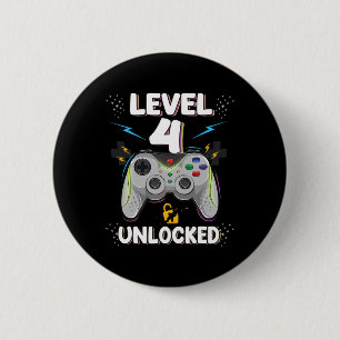Chapa Redonda De 5 Cm Nivel 4 Desbloqueado Videojuego Cumpleaños 4 Gamer