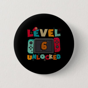 Chapa Redonda De 5 Cm Nivel 6 Desbloqueado Cumpleaños Jugador Niños 6to