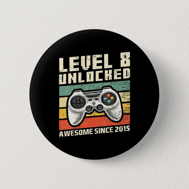 Chapa Redonda De 5 Cm Nivel 8 Desbloqueado Impresionante Video Game 2015 (Anverso)