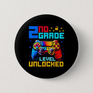 Chapa Redonda De 5 Cm Nivel de 2do Grado Desbloqueado Gamer Primer Día d