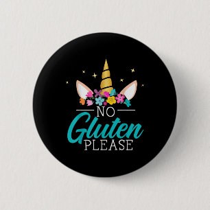 Chapa Redonda De 5 Cm No Gluten Por Favor Unicornio Sensibilización sobr