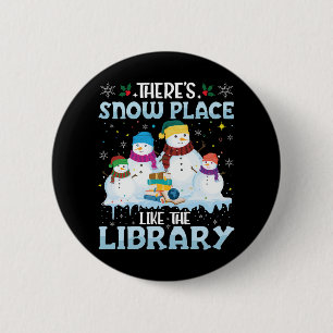 Chapa Redonda De 5 Cm No hay lugar como la biblioteca en Navidad