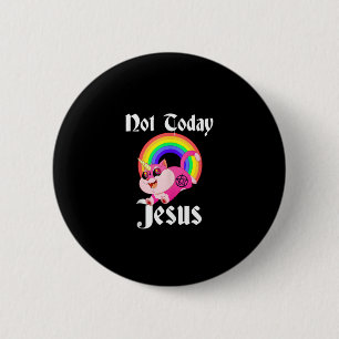 Chapa Redonda De 5 Cm No Hoy Jesús Satánico Gato Gótico Arcoiris Anti Re