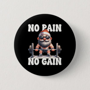 Chapa Redonda De 5 Cm No Pain No Gain Fitness Gnome Amor Levantamiento d