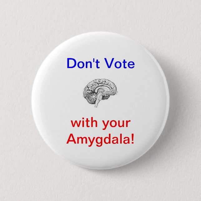 Chapa Redonda De 5 Cm ¡No vote con su Amygdala! (Anverso)