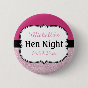 Chapa Redonda De 5 Cm Noche de Gallina Rosa Personalizada