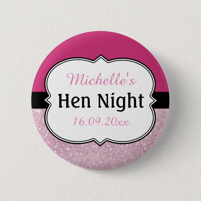 Chapa Redonda De 5 Cm Noche de Gallina Rosa Personalizada (Anverso)