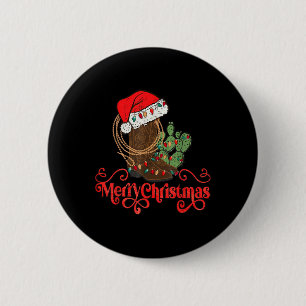 Chapa Redonda De 5 Cm Noche de navidad retro vaquero de Santa Hat bot oc