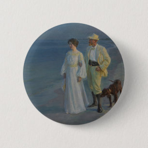 Chapa Redonda De 5 Cm Noche de verano en la playa de Skagen