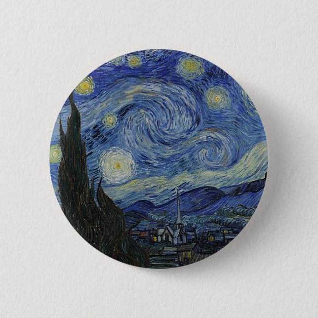 Chapa Redonda De 5 Cm Noche estrellada de Van Gogh (Anverso)