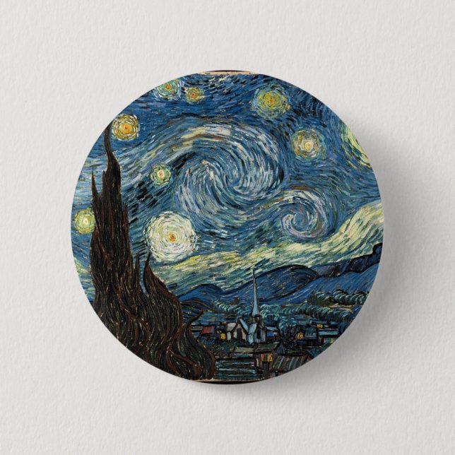 Chapa Redonda De 5 Cm Noche estrellada de Vincent Van Gogh (Anverso)