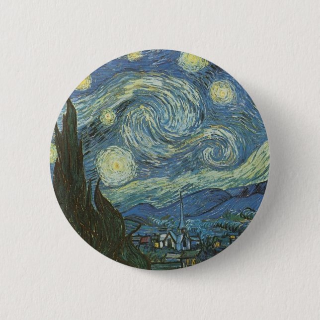 Chapa Redonda De 5 Cm Noche estrellada de Vincent Van Gogh (Anverso)