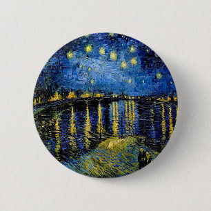 Chapa Redonda De 5 Cm Noche estrellada de Vincent van Gogh sobre el