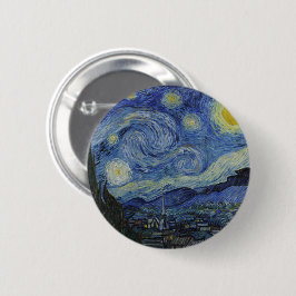 Chapa Redonda De 5 Cm Noche estrellada y Van Gogh/arte vintage famoso