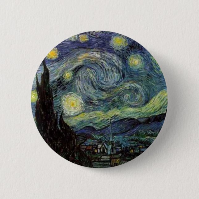 Chapa Redonda De 5 Cm Noche Starry - van Gogh (Anverso)