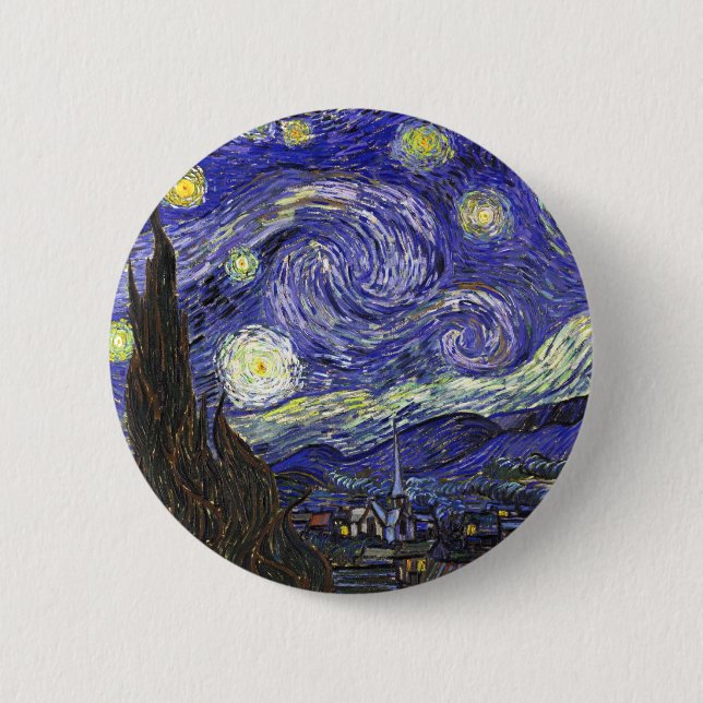 Chapa Redonda De 5 Cm Noche Van Gogh Starry (Anverso)