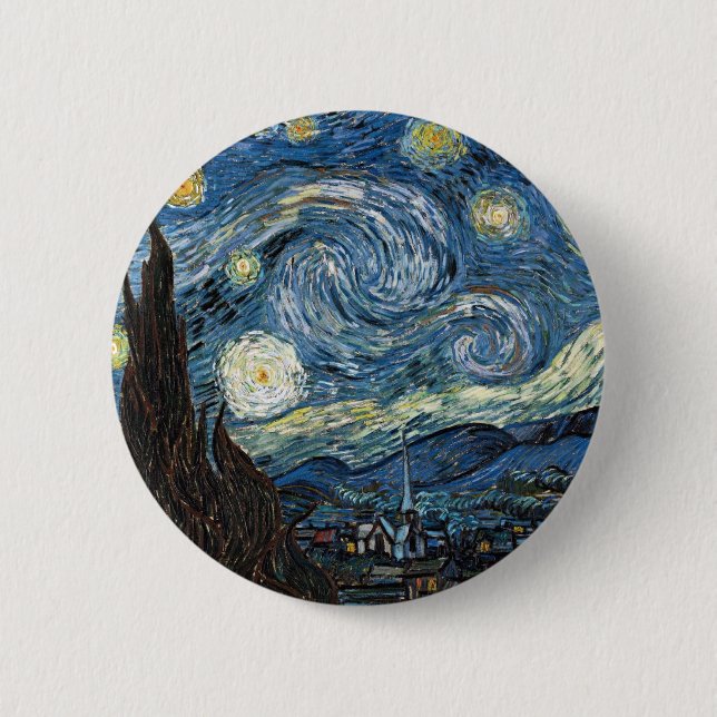 Chapa Redonda De 5 Cm Noche Van Gogh Starry (Anverso)