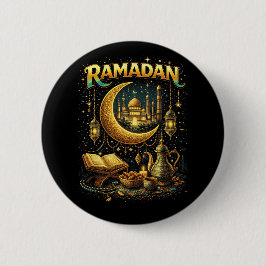 Chapa Redonda De 5 Cm Noches doradas de Ramadán